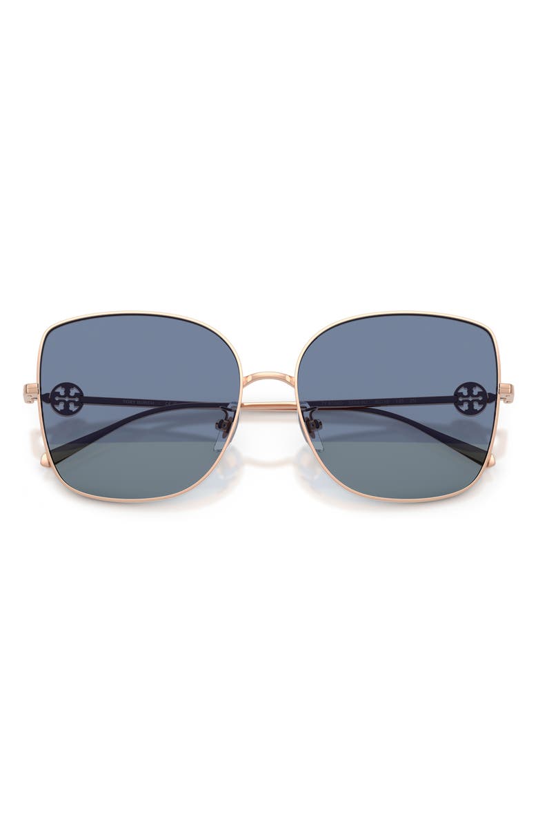 Tory Burch 60mm Oversize Butterfly Sunglasses, Alternate, color, Rose Gold / Sharp Tinted Blue