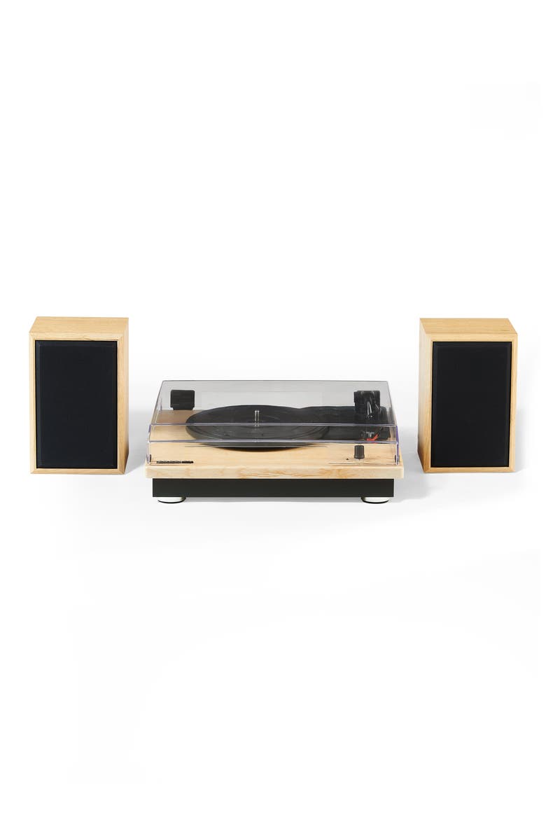 Brio 3-Speed Turntable & Bookshelf Speakers Set, Main, color, NATURAL