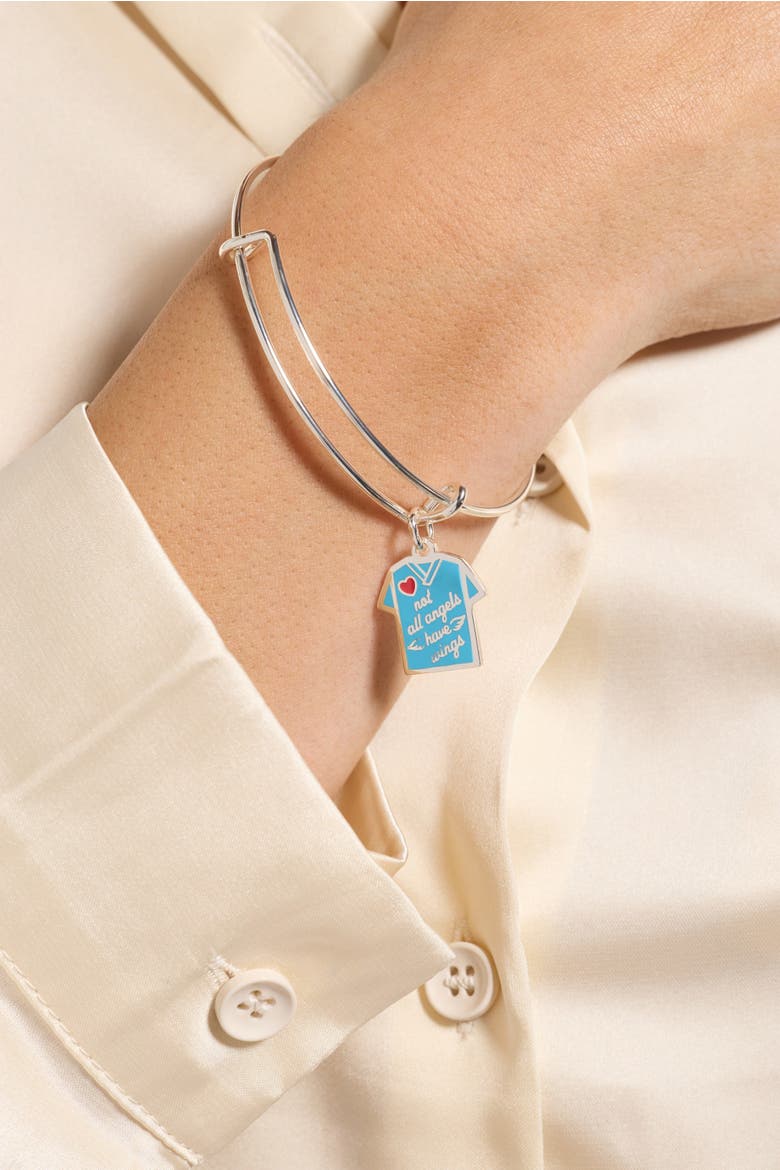 'Not All Angels Have Wings' Scrubs Bangle, Alternate, color, Silver