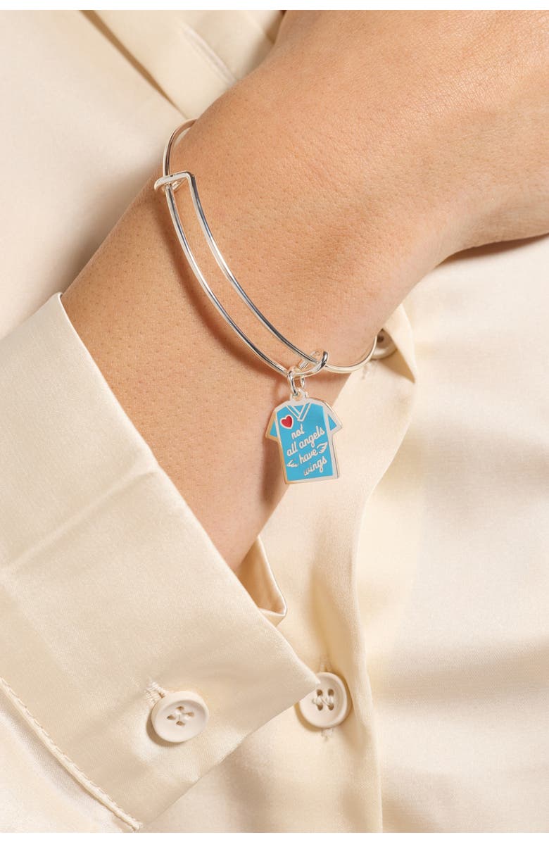 Alex and Ani 'Not All Angels Have Wings' Scrubs Bangle, Alternate, color, Silver