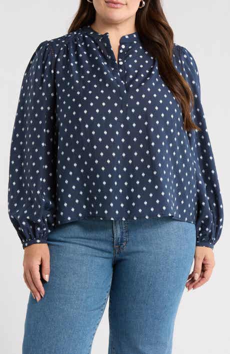Caslon® Embroidered Inset Top