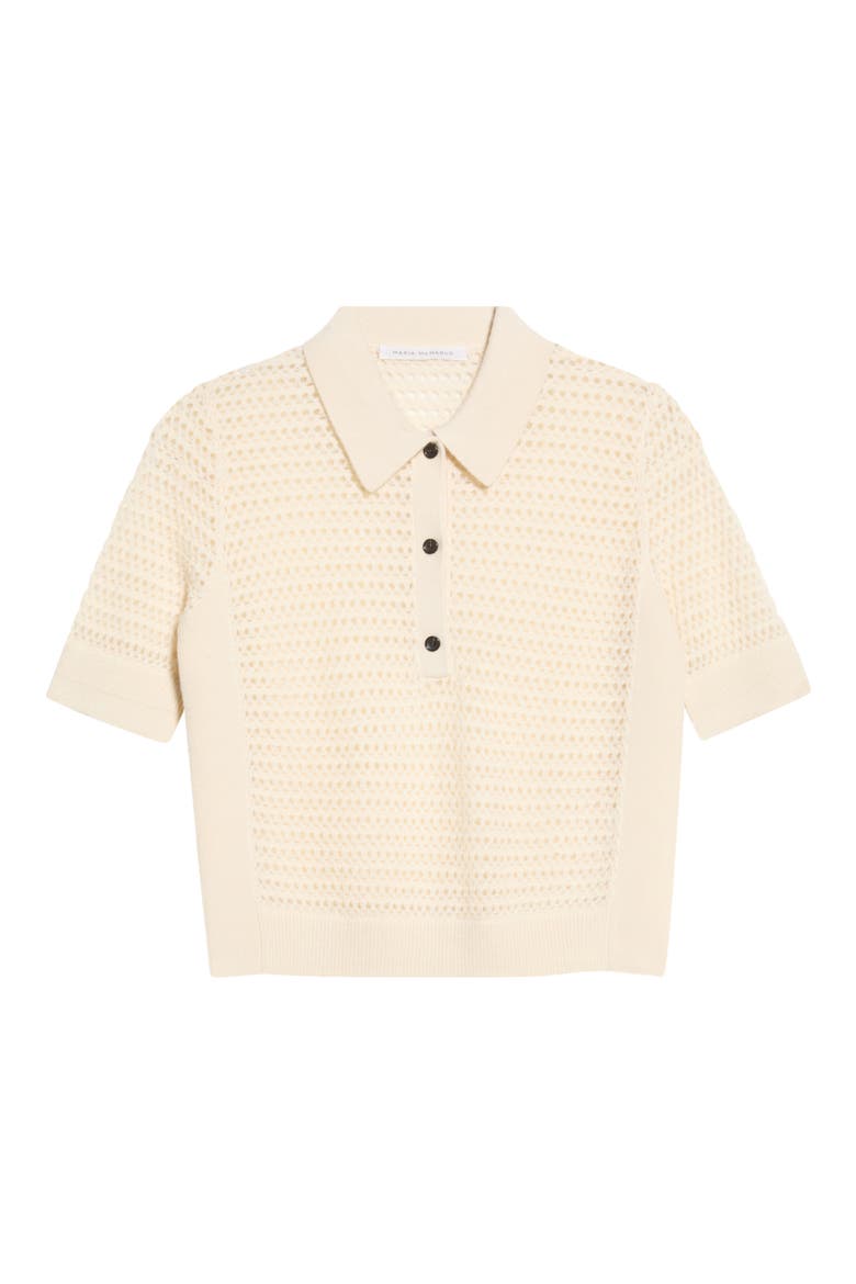 Open Knit Recycled Cashmere & Organic Cotton Polo Sweater, Main, color, IVORY