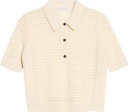 Maria McManus Open Knit Recycled Cashmere & Organic Cotton Polo Sweater