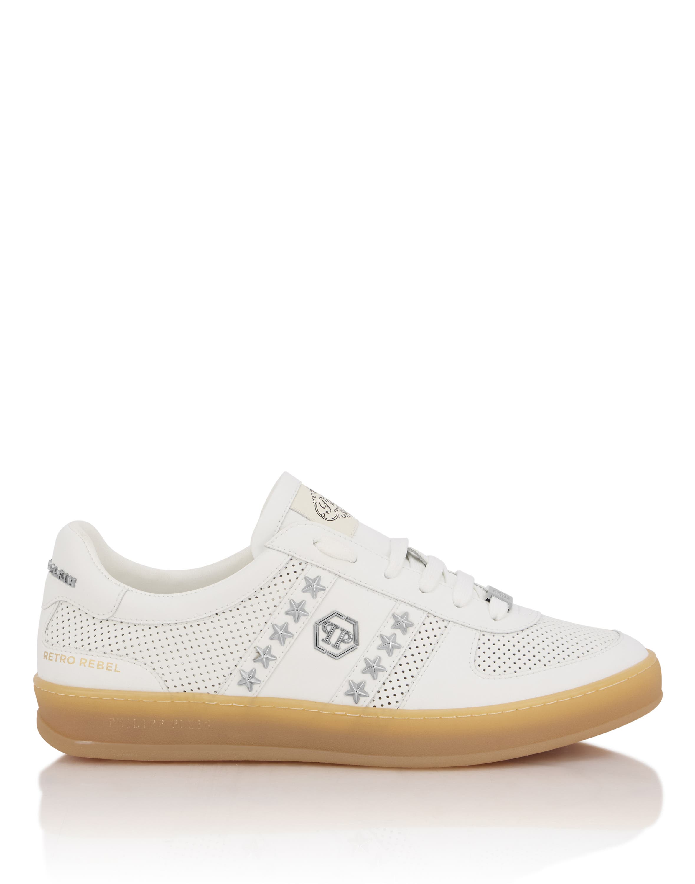 Perforated Leather Sneakers Retro Rebel Unisex, Alternate, color, white