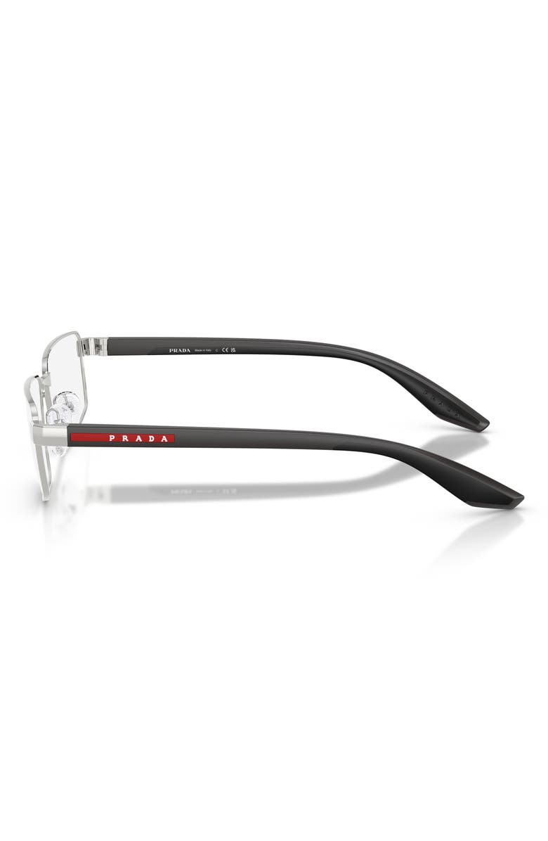 Prada Linea Rossa 55mm Rectangular Optical Glasses, Alternate, color, Silver