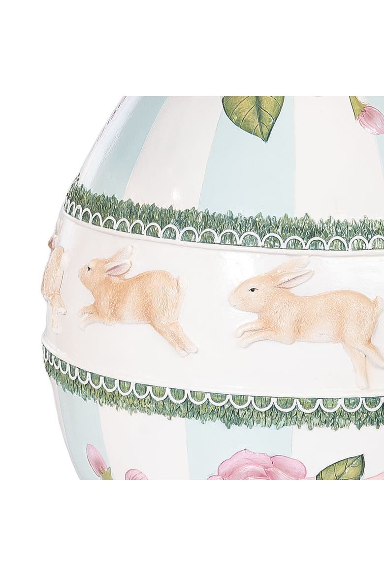 Large Vintage Spring Floral Easter Egg with Stripes Figurine, Alternate, color, Pink