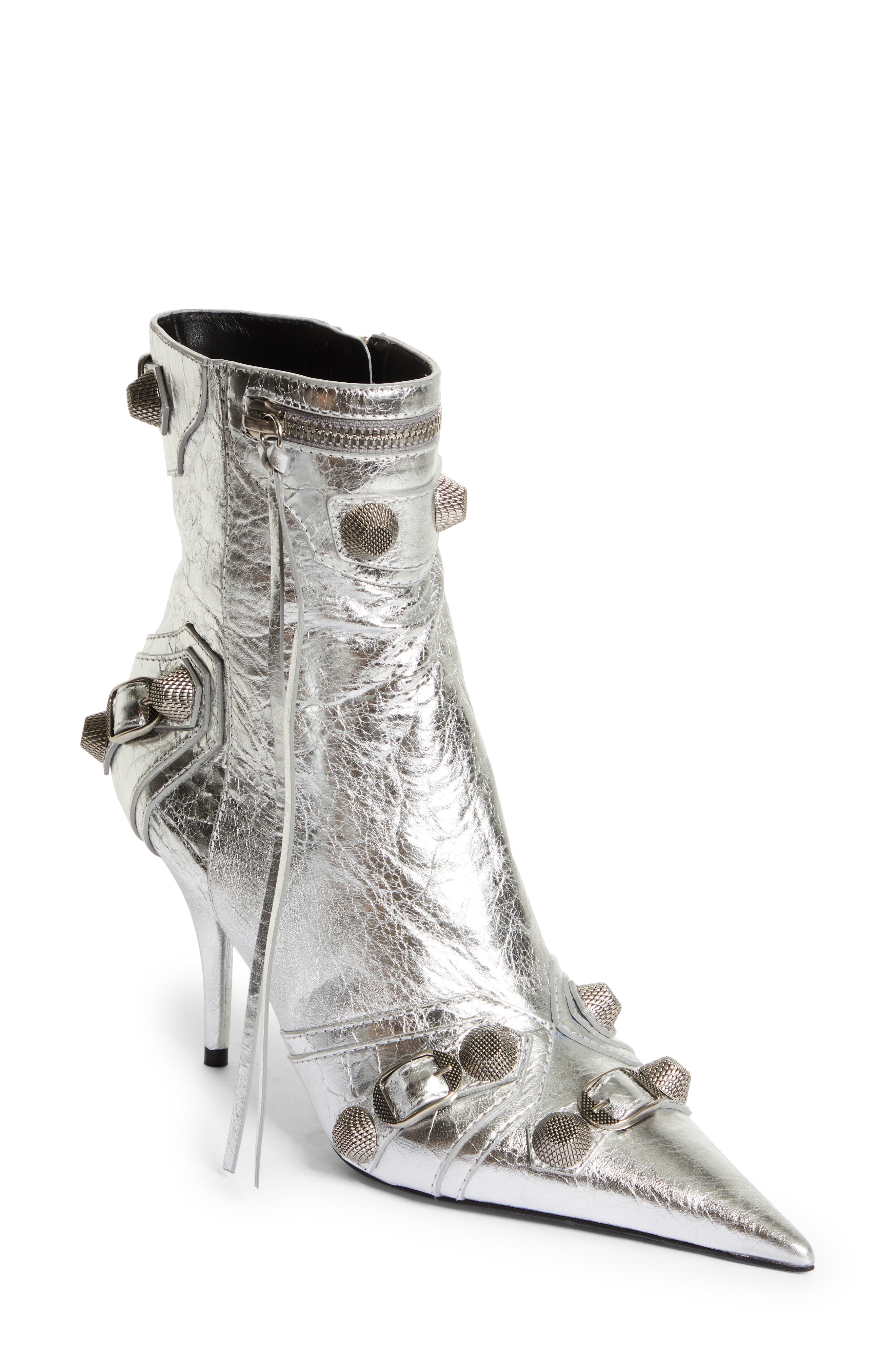 Balenciaga Cagole Pointed Toe Bootie, Main, color, 