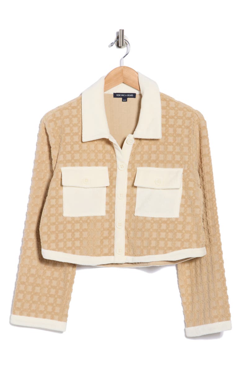Veronica Beard Zariah Crop Terry Jacket, Alternate, color, Stone Khaki