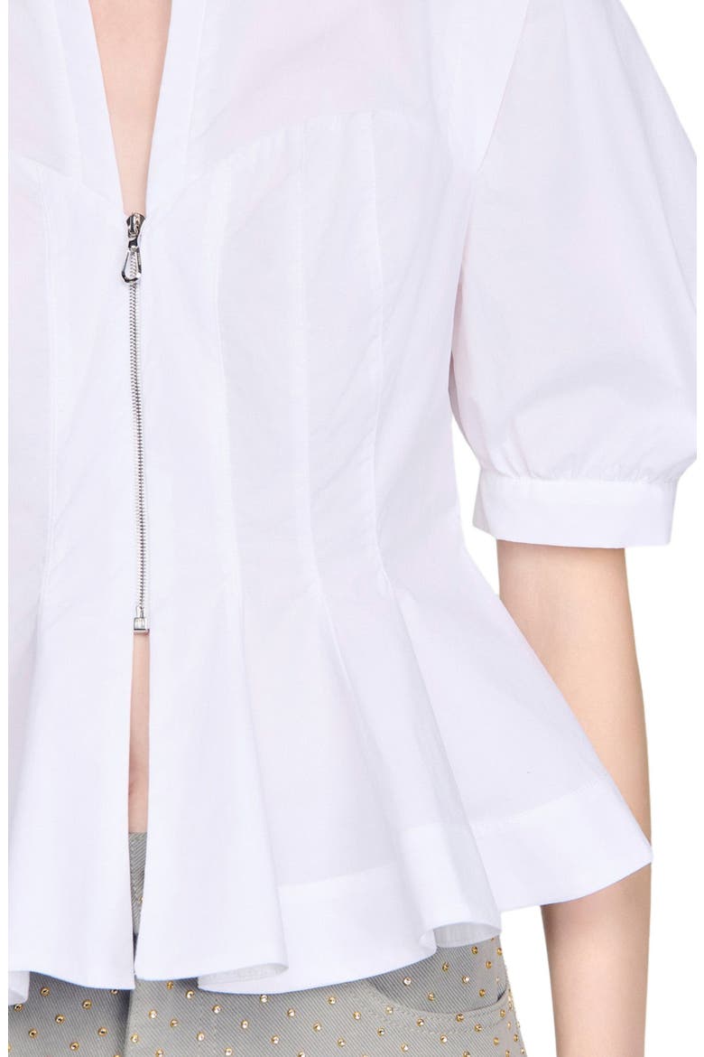 Zipped peplum shirt, Alternate, color, White