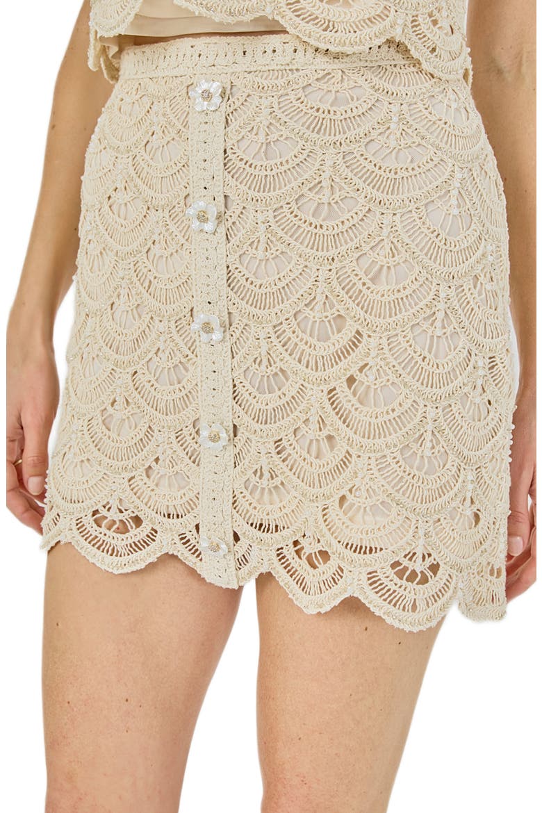 Textured Open Stitch Miniskirt, Alternate, color, NATURAL
