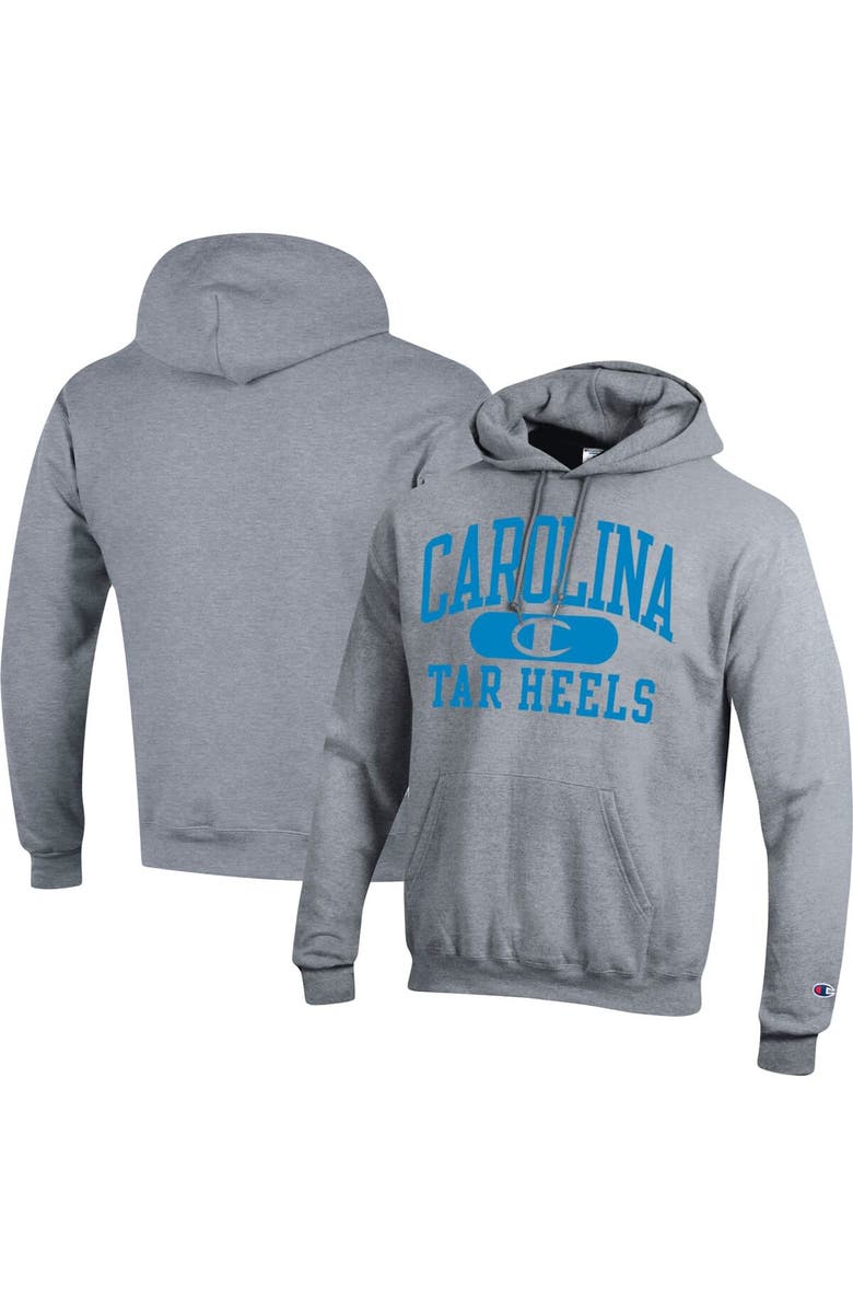 Champion Men's Champion Heather Gray North Carolina Tar Heels Arch Pill Pullover Hoodie, Main, color,