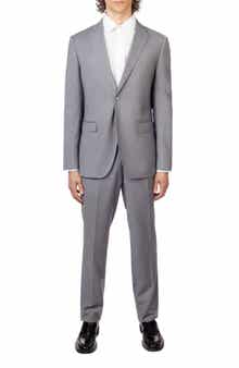 ZANETTI Slim Fit Grey Notch Lapel Stretch Suit