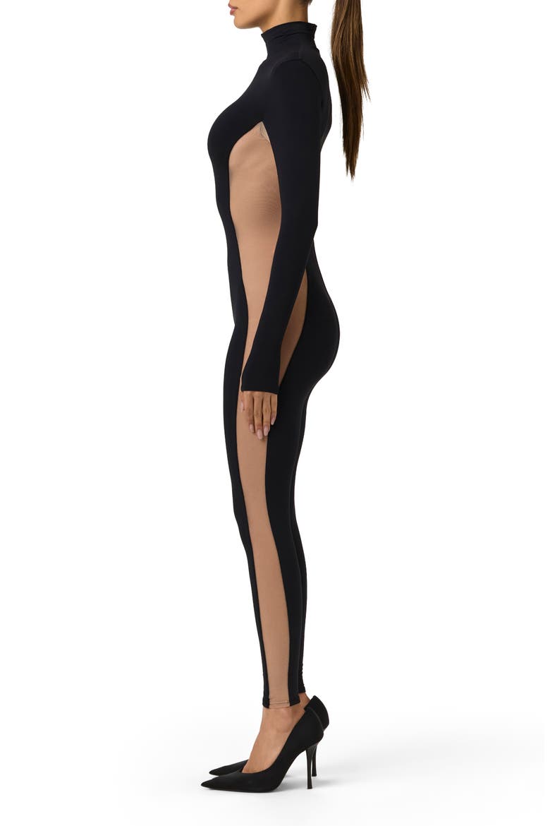 Body Flex Two-Tone Jumpsuit, Alternate, color, BLACK