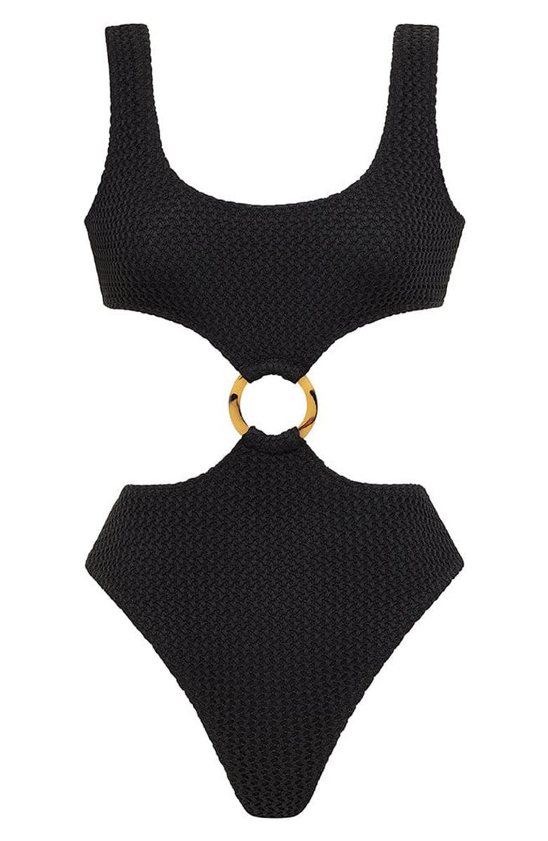 MONTCE Cutout One-Piece Swimsuit, Alternate, color, Black Crochet