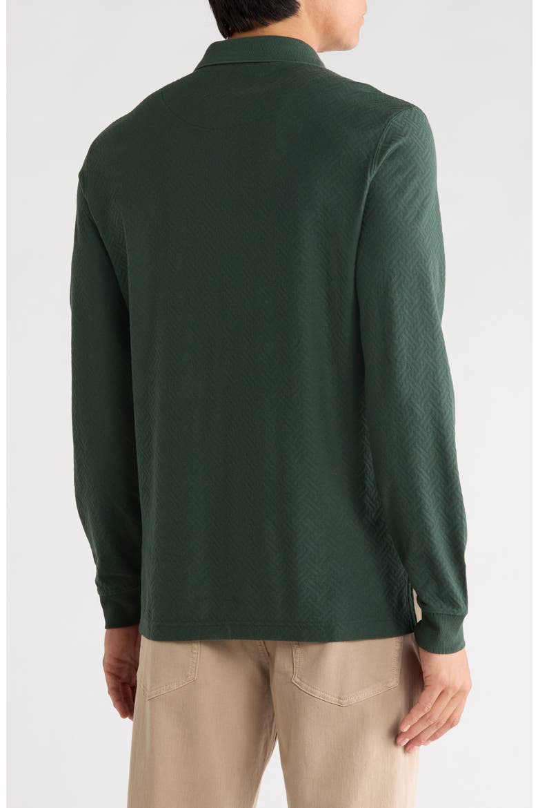Long Sleeve Cotton Jacquard Polo, Alternate, color, PINE