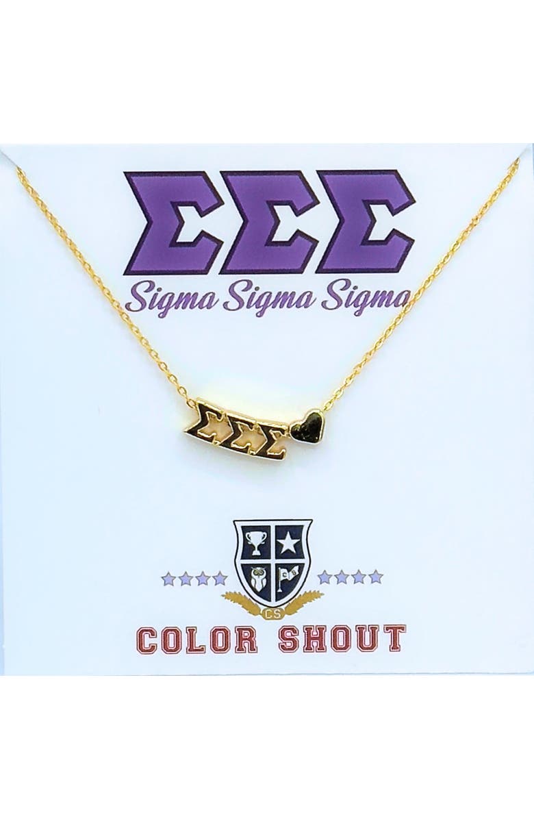 Color Shout Sigma Sigma Sigma Sorority Gold Heart Necklace, Main, color, Yellow Gold