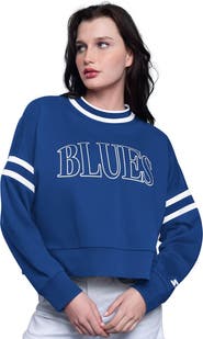 STARTER Women's Starter Blue St. Louis Blues Power Play Cropped Pullover Sweatshirt