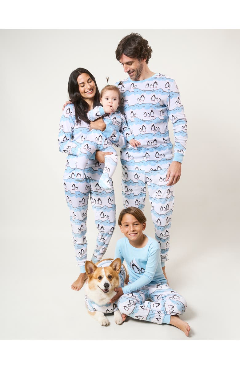 Leveret Kids Footed Printed Cotton Matching Family Holiday Pajamas, Argyles & Holiday Prints, Alternate, color, Penguin