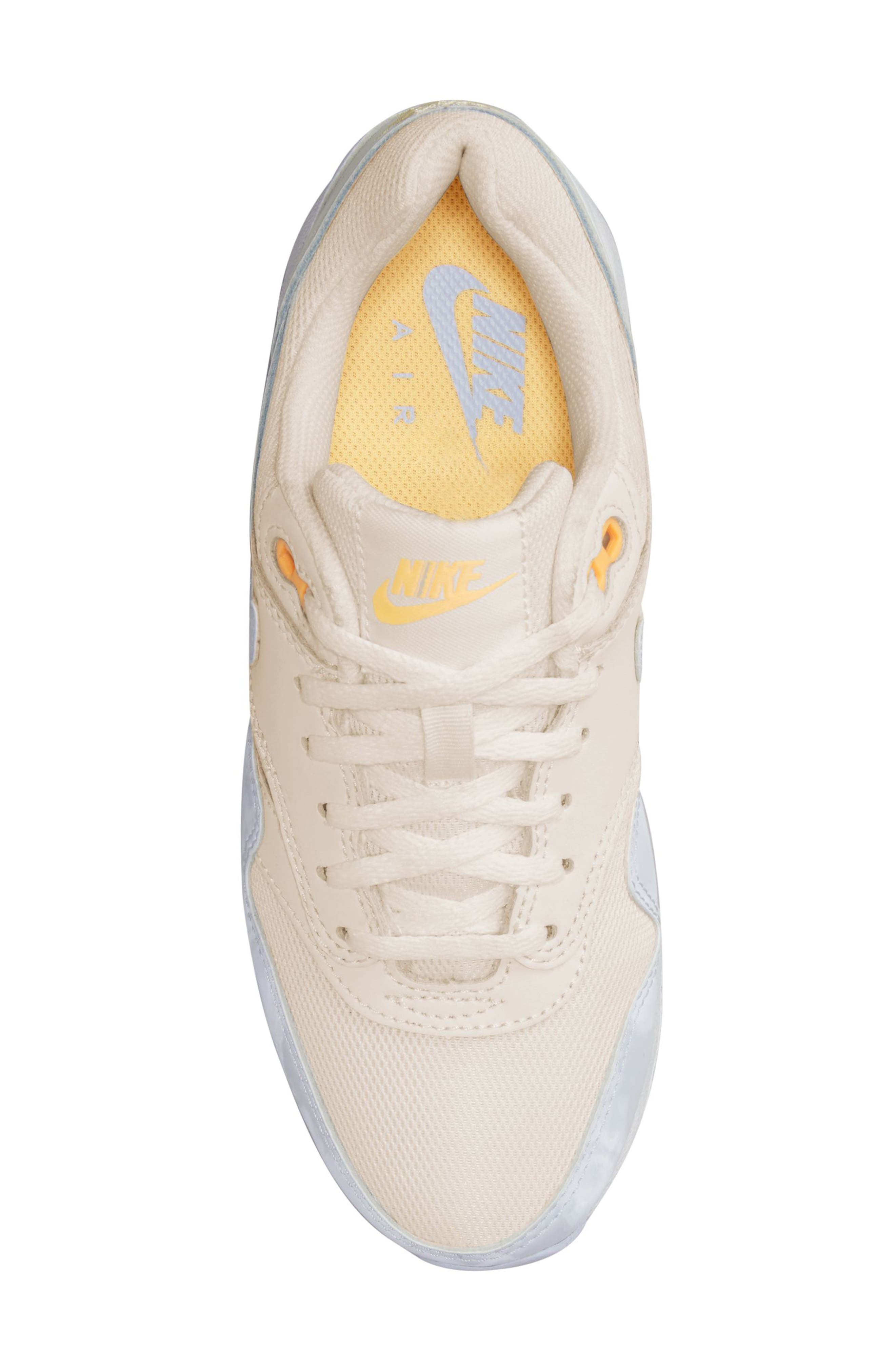 Kids' Air Max 1 Sneaker, Alternate, color, PALE IVORY/ GREY/ MELON TINT