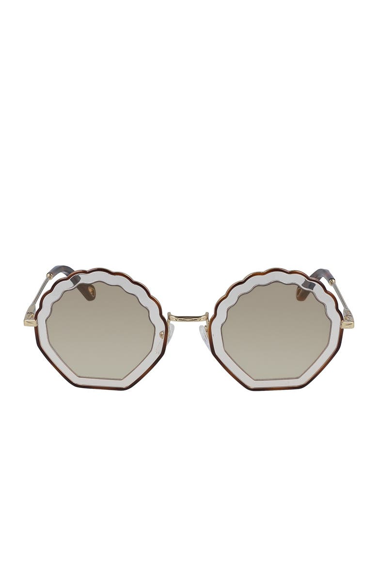 Tally 56mm Scalloped Sunglasses, Alternate, color, HAVANA LT PEACH/GRD