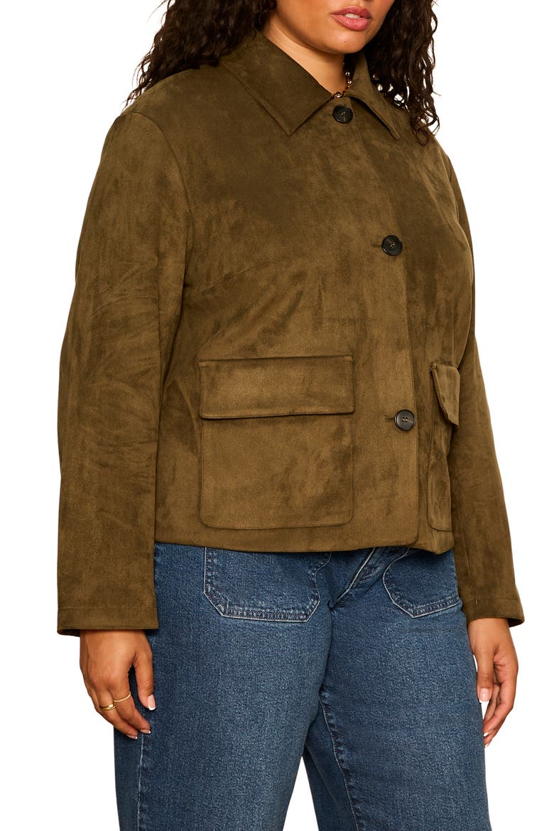 Avid Faux Suede Jacket, Alternate, color, LIGHT KALAMATA GREEN