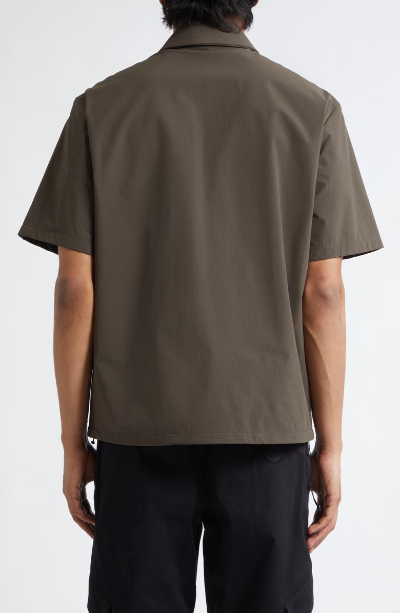 Moncler Logo Patch Quarter Zip Polo, Alternate, color, Peat