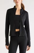 Zella Thrive Rib Knit Zip Front Sweatshirt