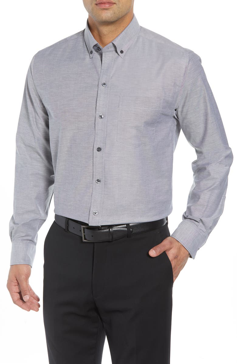Cutter & Buck Cotton Blend Oxford Shirt, Main, color, Charcoal