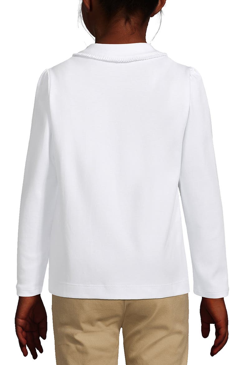 Girls Long Sleeve Ruffled Peter Pan Collar Knit Shirt, Alternate, color, White