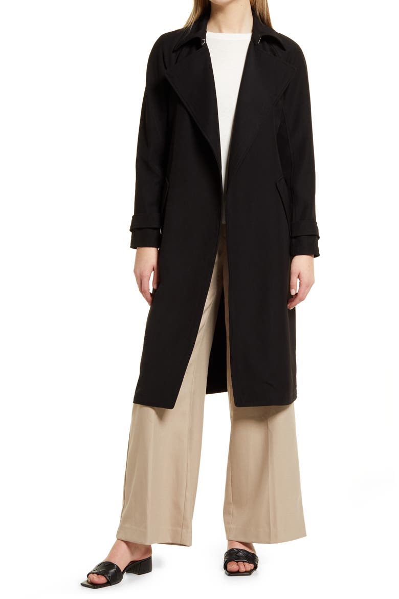 Drape Long Topper Coat, Main, color, BLACK