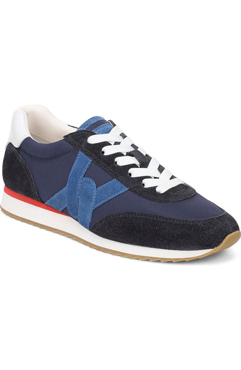 Veronica Beard Penrose Sneaker, Main, color, Navy/ Blue Coast/ Flame