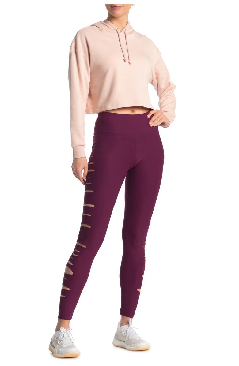 90 DEGREE BY REFLEX Vented High Waist Leggings, Main, color, Ruby Shade