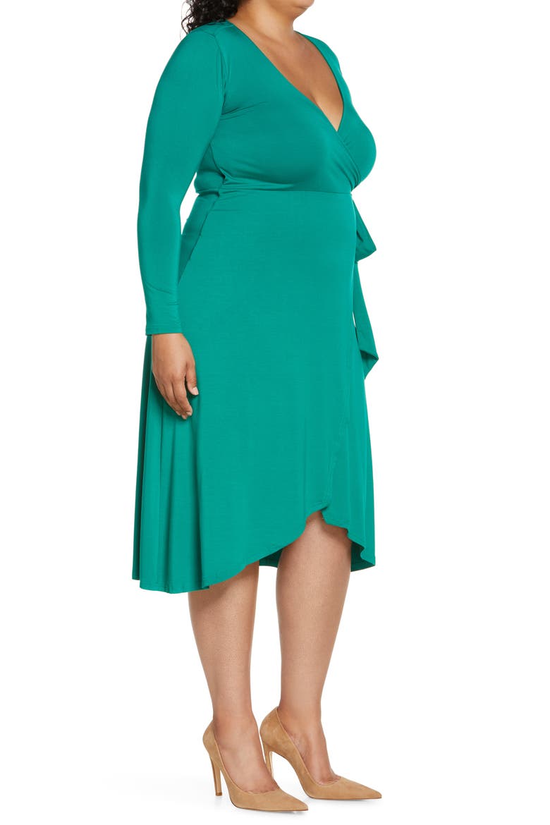 Luna Long Sleeve Jersey Wrap Dress, Alternate, color, MARINE GREEN