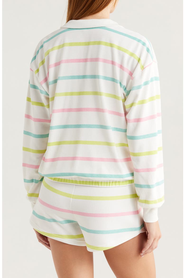 Limes & Sunshine Stripe French Terry Short Lounge Set, Alternate, color, IVORY