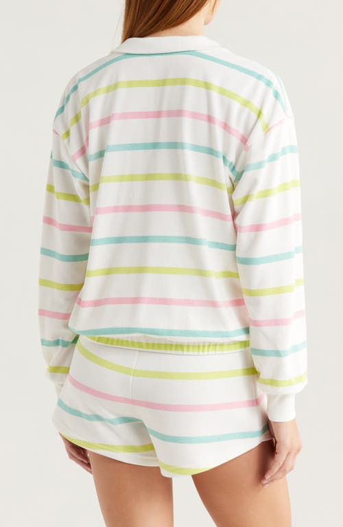 Pj Salvage Limes Sunshine Stripe Full Zip Hoodie In Multi In Multi