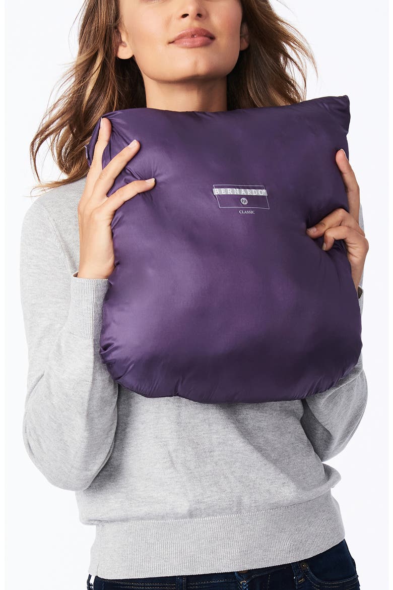 Mixed Quilt Ecoplume™ Packable Hooded Puffer Jacket, Alternate, color, BLACK CURRANT