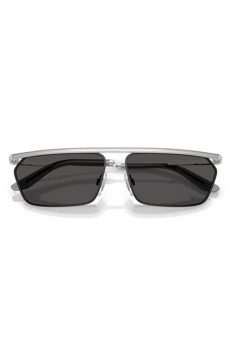 Dolce&Gabbana 60mm Rectangular Sunglasses, Alternate, color, Silver/ Matte Black / Grey