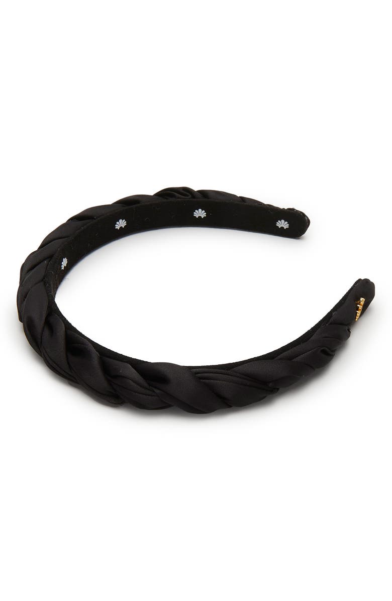 Lele Sadoughi Juliet Satin Headband, Main, color, Jet
