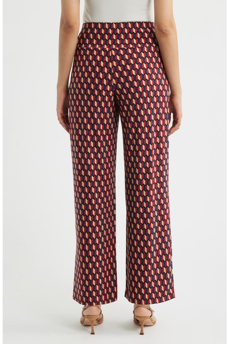 Geo Print Wide Leg Pants, Alternate, color, RUST MULTI