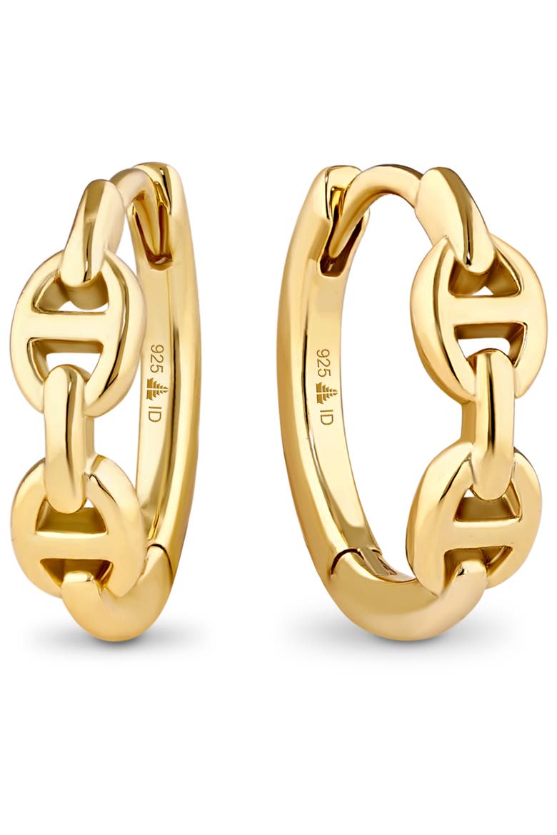 Mariner Anchor Hoop Earrings in Gold Plated Sterling Silver, Main, color, Yellow Gold
