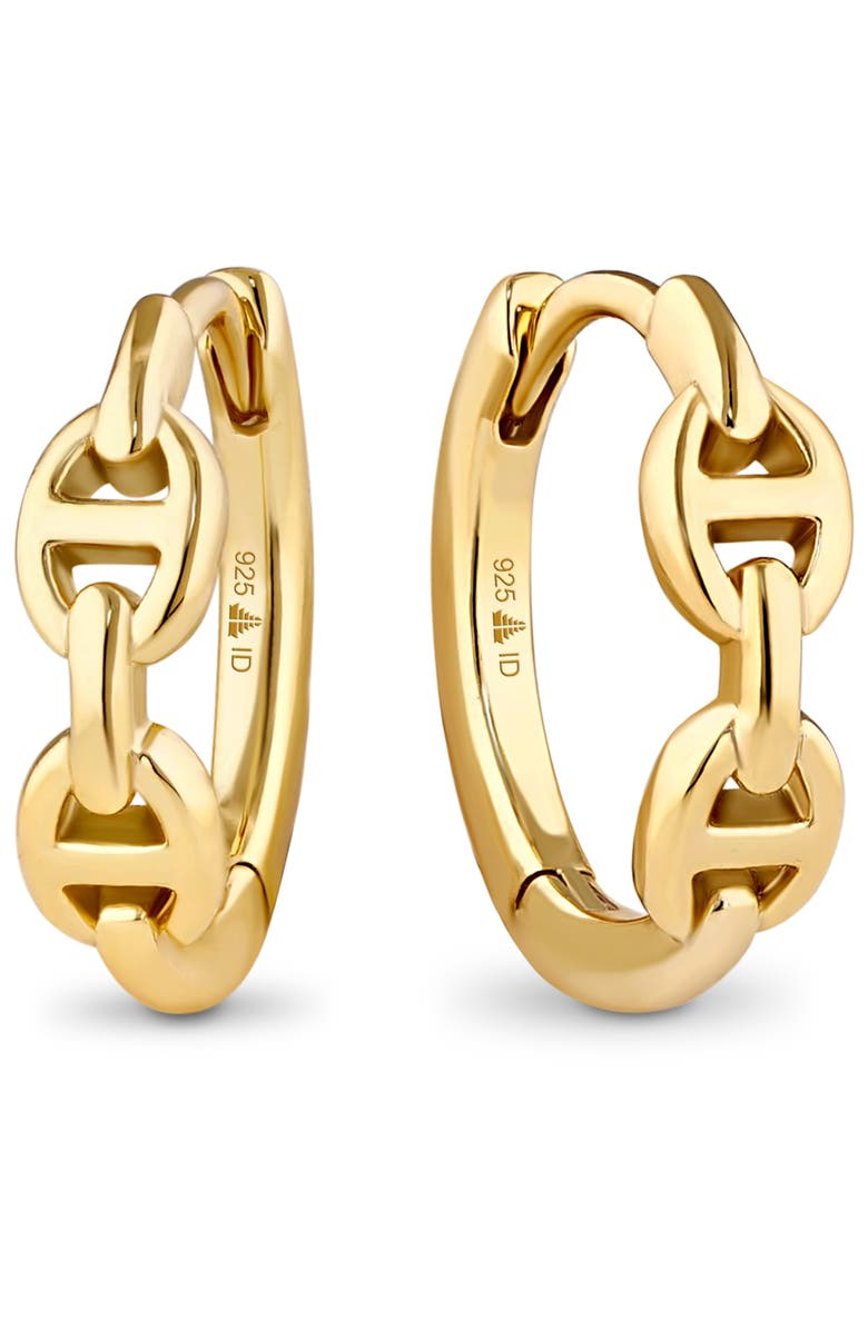 DEVATA Mariner Anchor Hoop Earrings in Gold Plated Sterling Silver, Main, color, Yellow Gold