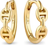 DEVATA Mariner Anchor Hoop Earrings in Gold Plated Sterling Silver