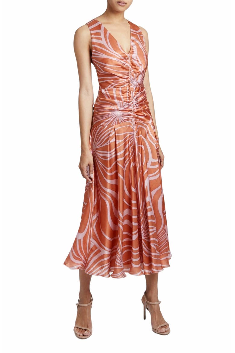 Eden Sleeveless Midi Dress with Center Ruching, Main, color, RASPBERRY