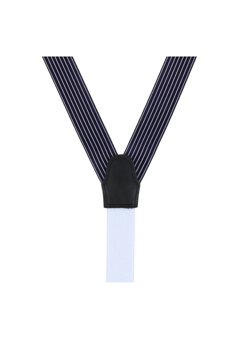 Big and Tall Voltaire Chalk Stripe Elastic Formal End Suspenders, Alternate, color, Navy Blue
