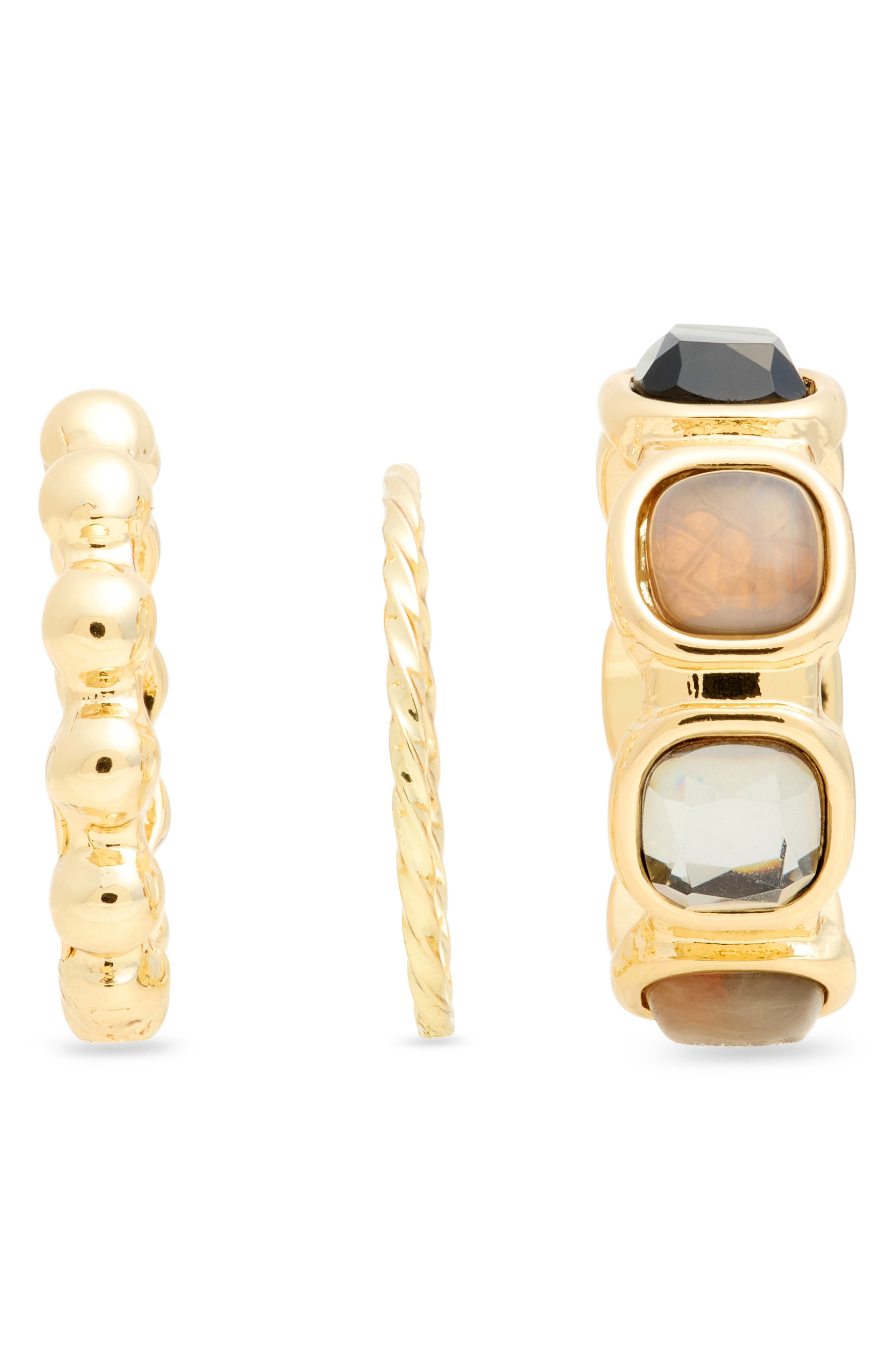 Nordstrom Set of 3 Cabochon Stacking Rings (Women) | Nordstrom