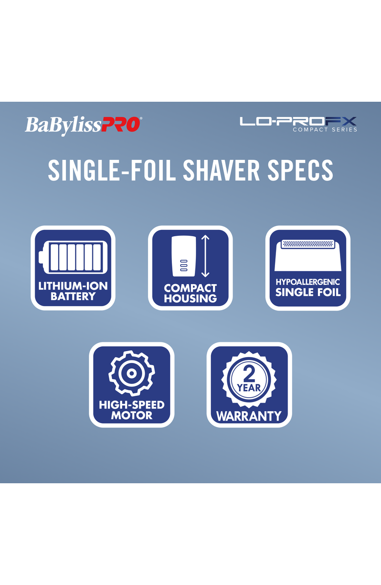 BaBylissPRO LO-PROFX Compact Series Single-Foil Shaver, Alternate, color, Blue