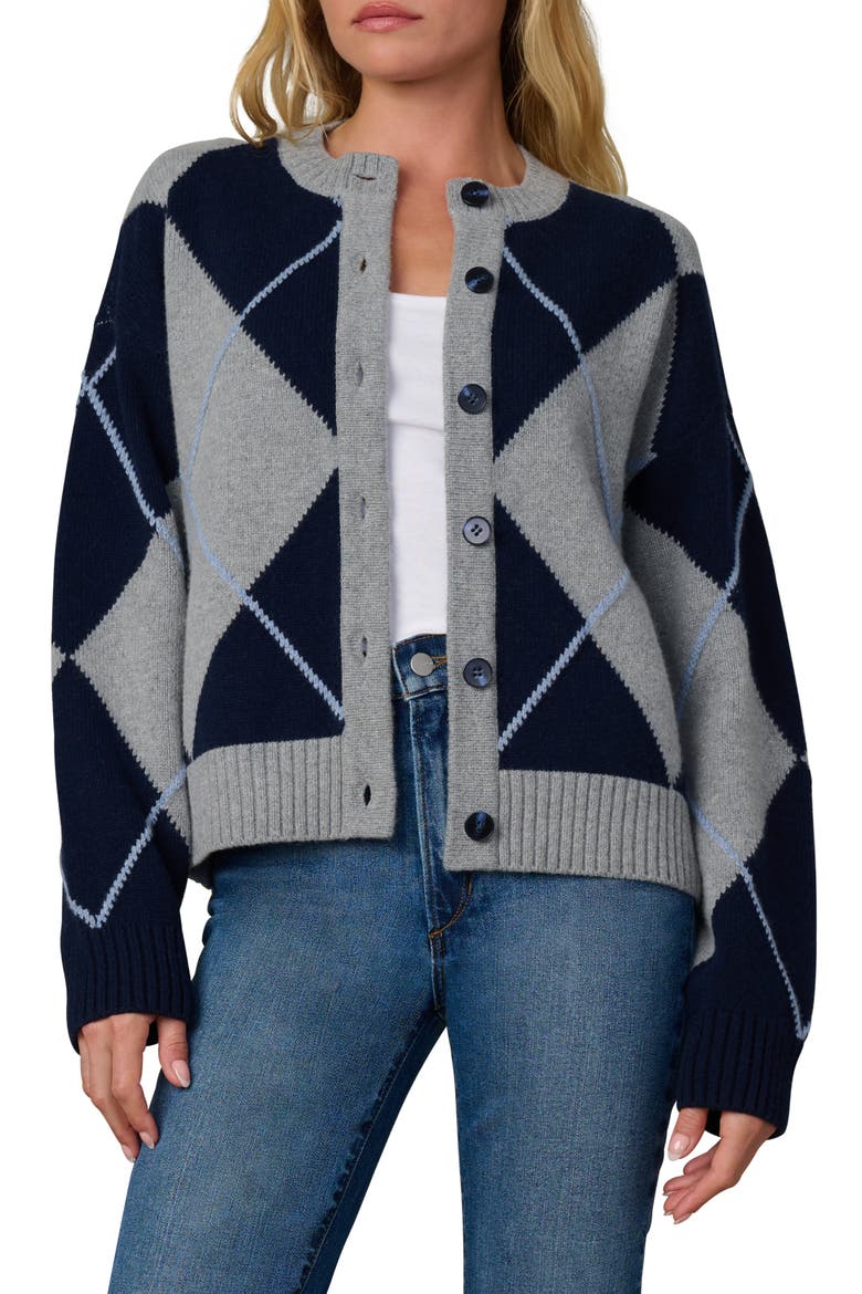 Relaxed Fit Argyle Cardigan, Main, color, BLUE ARGYLE