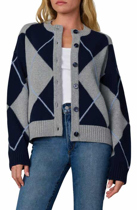 Relaxed Fit Argyle Cardigan
