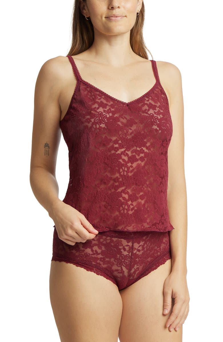 Hanky Panky Daily Lace Sheer Camisole, Alternate, color, Lipstick Red