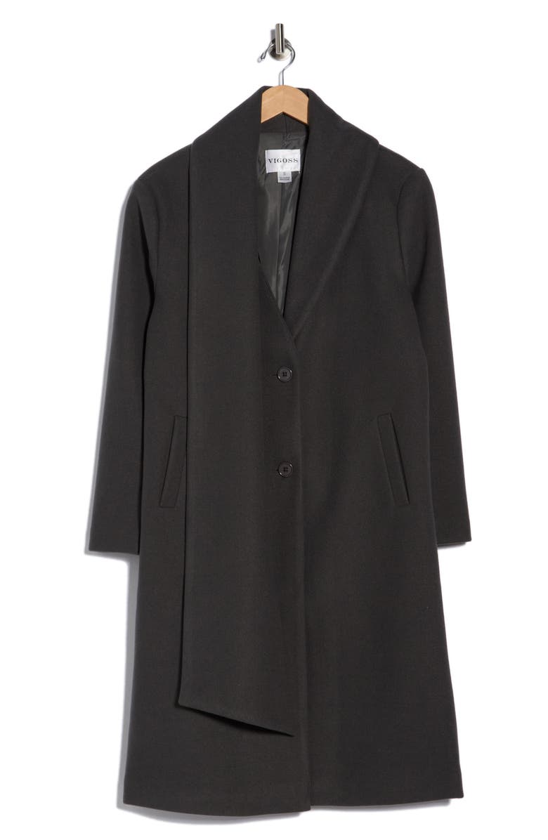 Vigoss Longline Scarf Coat, Alternate, color, Charcoal Grey